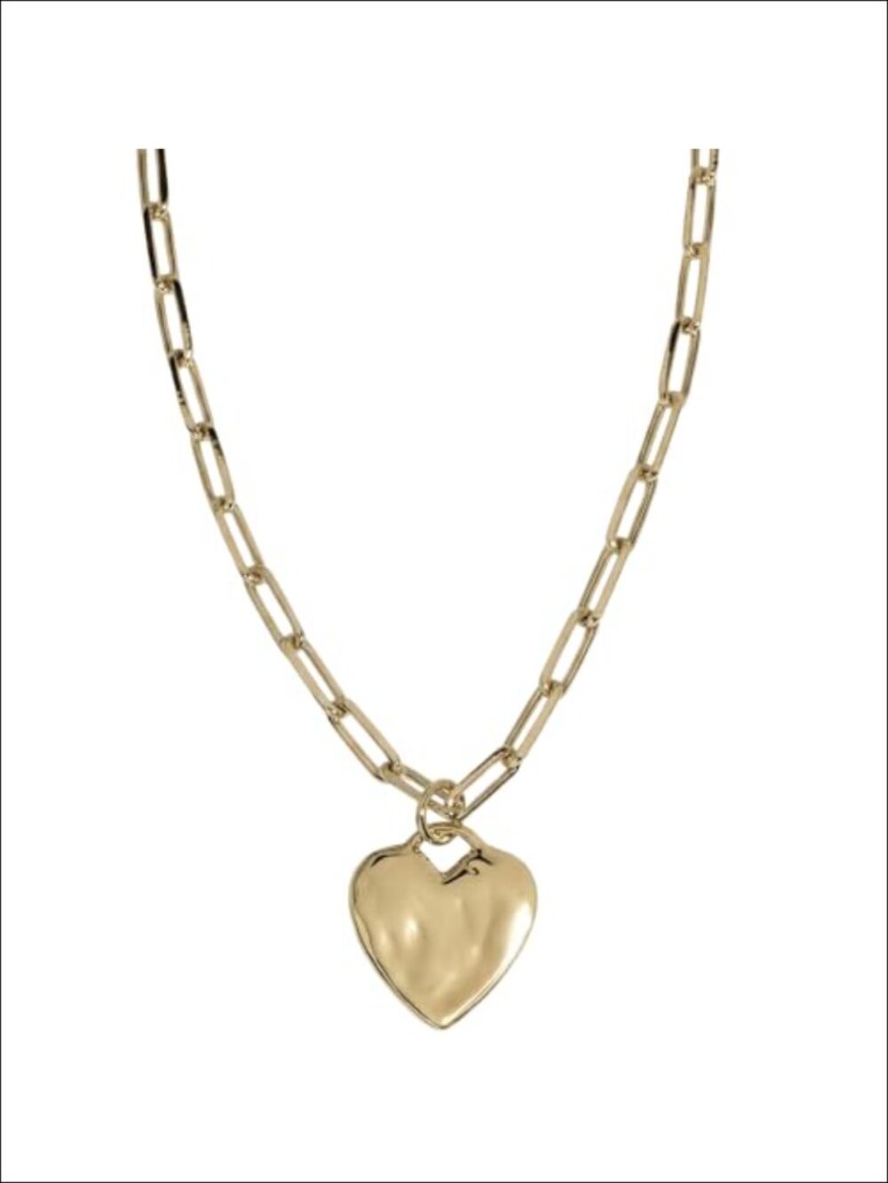 Chunky Heart Pendant Necklace 18in Waterproof Non-Tarnish Hypoallergenic Silver